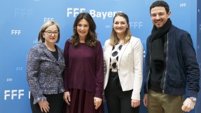 Digitalministerin Judith Gerlach, MdL, mit Schauspielerin Iris Berben, Produzent Oliver Berben sowie FFF-Geschaeftsführerin Dorothee Erpenstein beim FFF-Empfang 2019 in Berlin.