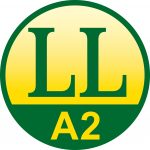 LL A2 Logo - zwei Großbuchstaben L auf grünem Grund, darunter A2 auf grünem Grund