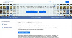 Screenshot der Startseite von 'Mein Unternehmenskonto'