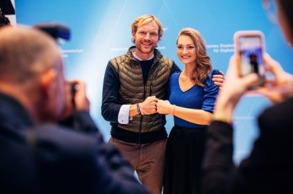 Benedikt Böhm und Judith Gerlach auf dem bayerischen Digitalgipfel 2022