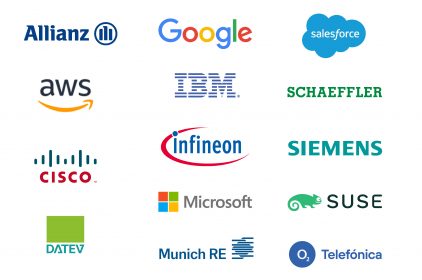 Firmenlogos der Partnerunternehmen Allianz für Digitale Kompetenzen